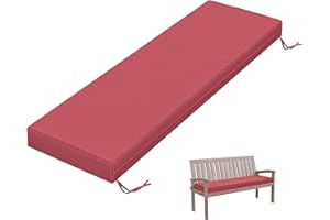 Tounosnt Outdoor Bench Cushion 60 X 18 X 3.5 Inch Thick Waterproof Patio Furniture Cushions, Patio Porch Swing Replacement Seat Pad with Tie Straps and Anti-Slip, for Backyard Garden, Fuchsiared