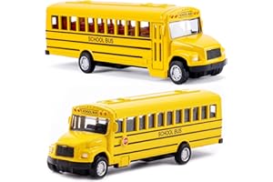 2 Pack 5.5" Pull Back Yellow School Bus Toy Playset,Durable Die-cast Metal Toy Vehicles,Party Favors,Best Birthday Gift for B
