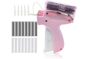 MAGIDUCK Micro Stitch Gun for Quilt Hemming,Stitchy Quick Clothing Fixer with Storage Box, Mini Stitch Sewing Gun with 5 Needles 2000 Runds 8/15/25 mm Micro Fasteners and 100 Bear Buckles, Pink-White