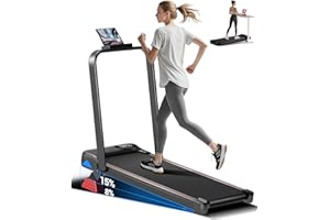CURSOR FITNESS 15% Incline Walking Pad Treadmill with Handle Bar - 2.5HP Quiet Folding Treadmill for Home Office Under Desk Portable Walking Pad with 300LBS Capacity