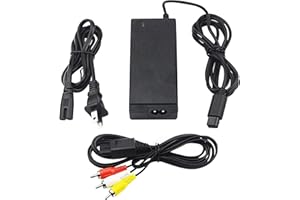 NOVEMS Gamecube Power Supply, Gamecube Power Cord, Gamecube AV Cable & AC Power Adapter Set, Compatible with Nintendo Gamecube NGC System… (with av cable new)