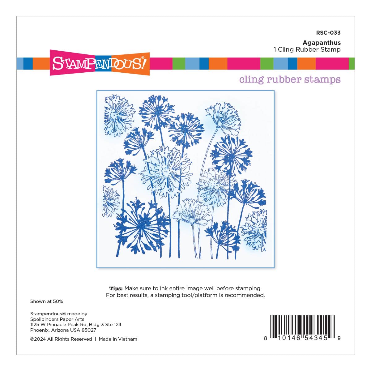 Spellbinders RSC-033 Stampendous Agapanthus Cling Rubber Stamp Set from The Beautiful Backgrounds Collection