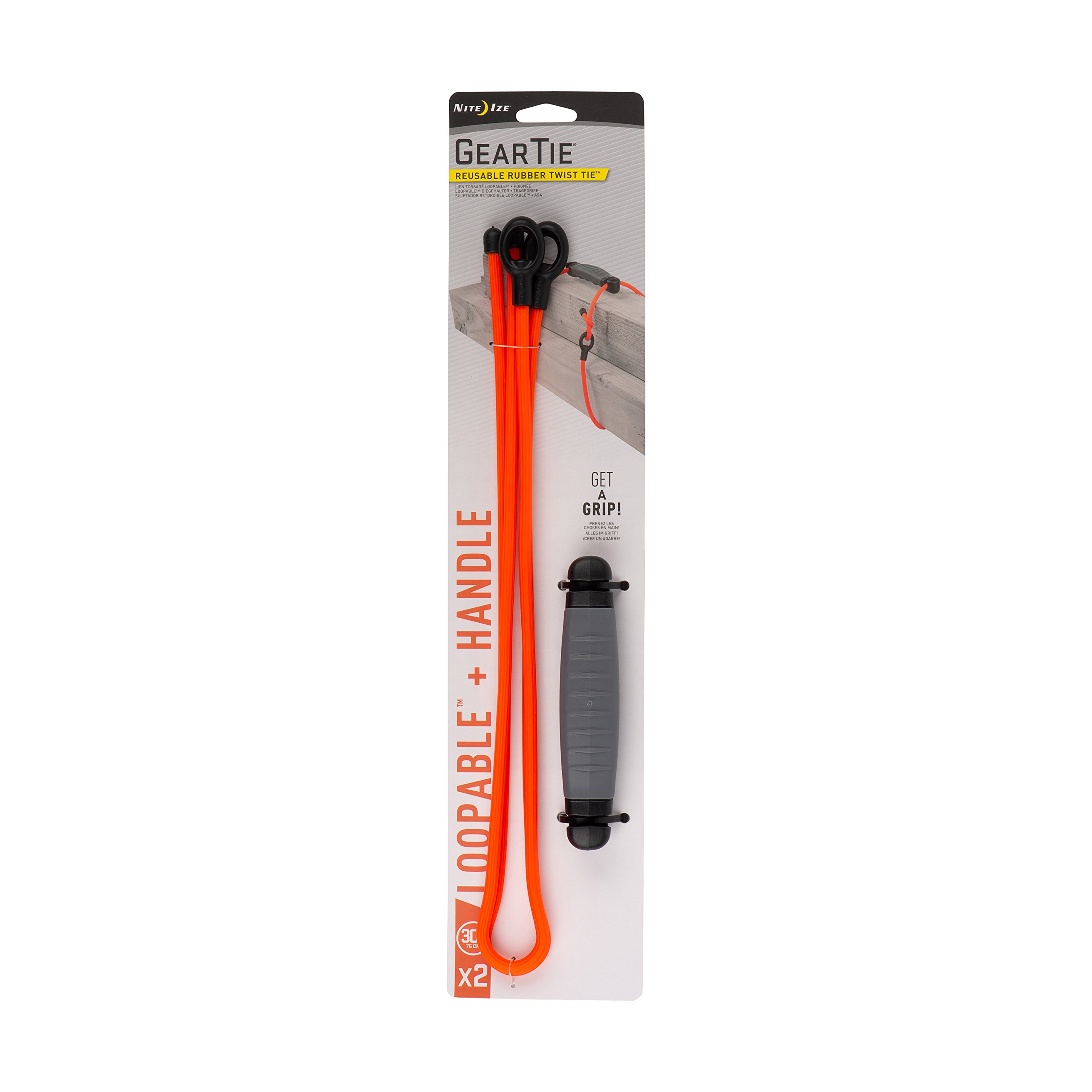 Nite Ize Gear Tie Loopable + Handle Twist Tie,Bright Orange,30-"