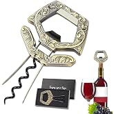 Ah So Wine Opener for Vintage Bottles, 3 in 1 Old Bottle Opener, Two Prong Cork Remover with Beer Bottle Opener, for Connoisseurs &amp; Collectors to Uncork (Bronze)