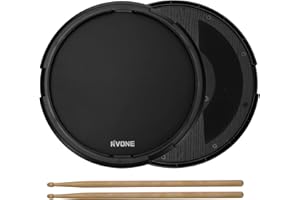 RVONE Practice Drum Pad 12 Inch – Silent Drum Pad Built-in 800 Steel Balls for Beginners Professionals, Double Sided Rubber Drum Pad with Snare Stand Compatibility-Black