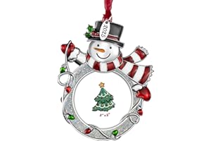 Mulumu 2025 Christmas Tree Snowman Ornament Picture Frame Metal Hanging Pendant Holiday 2" Photo Frame Charm Decorative of Pets, Baby First Christmas, Family (2025 Snowman)