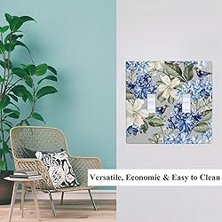 Pznen Blue Floral 2-Gang Toggle Wall Plate Outlet