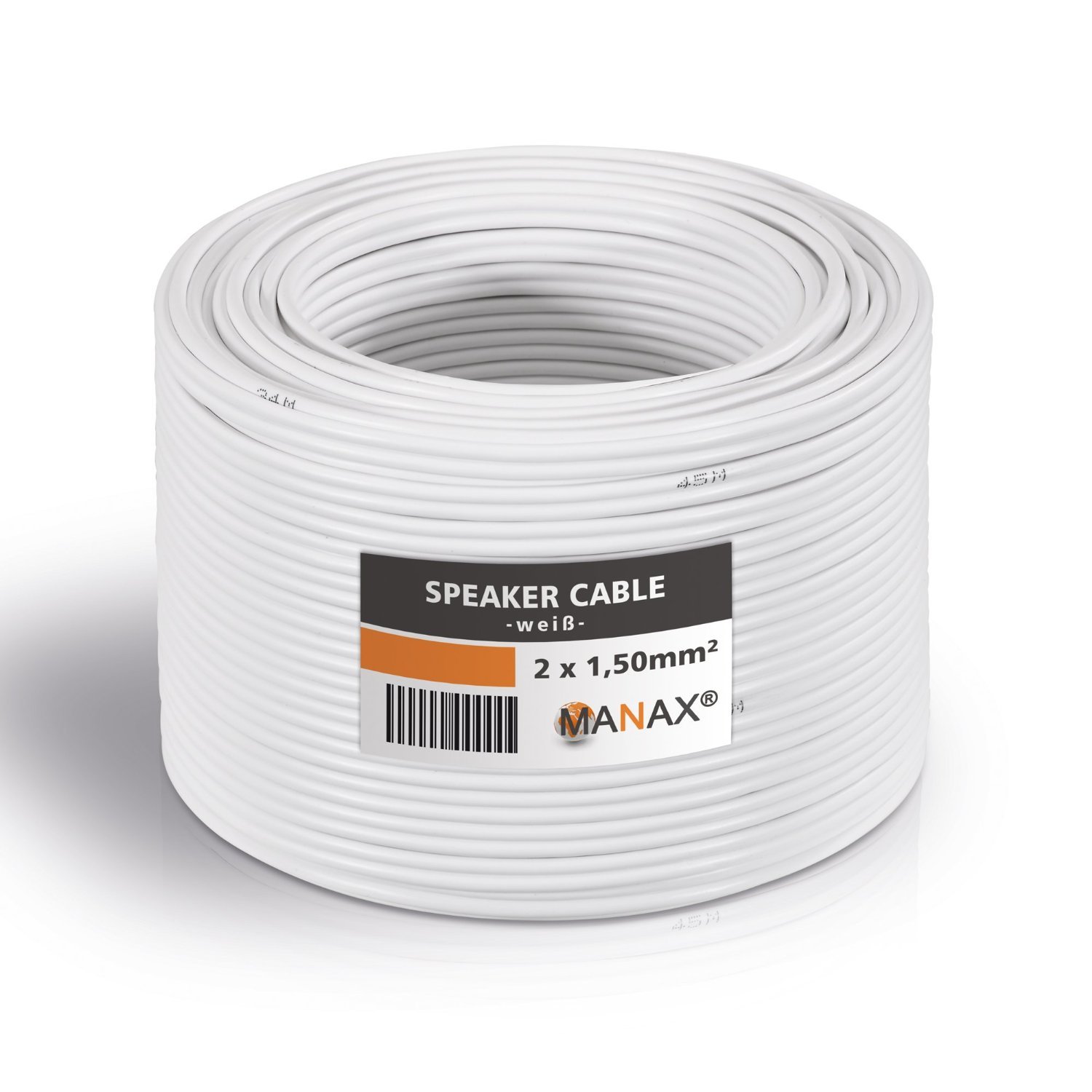 MANAX Speaker Cable 2 x 1.5 mm2 White 20 m Ring