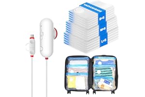 VMstr 15 Pack Travel Vacuum Storage Bags with USB Pump, Vacuum Packing Seal for Luggage and Suitcase, Space Saver for Clothes and Clothing Travel