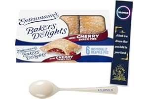 YOLOMOLO Minis Cherry Pies Mini Snack Pies, 12 oz, 6 Count and white plastic spoon with bookmark gift