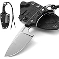 Omesio Fixed Blade Knife with Sheath, 3.54" Blade D2 Steel Small Tactical Camping EDC Horizontal Carry Knife with Kydex Sheath, Full Tang Micarta Handle, Men Women Gifts for Birthday, Christmas