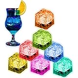 Light Up Ice Cubes, 24 Pack Multi Color Led Ice Cubes for Drinks Glow in the Dark Ice Cubes, Reusable Glowing Flashing Ice Cu