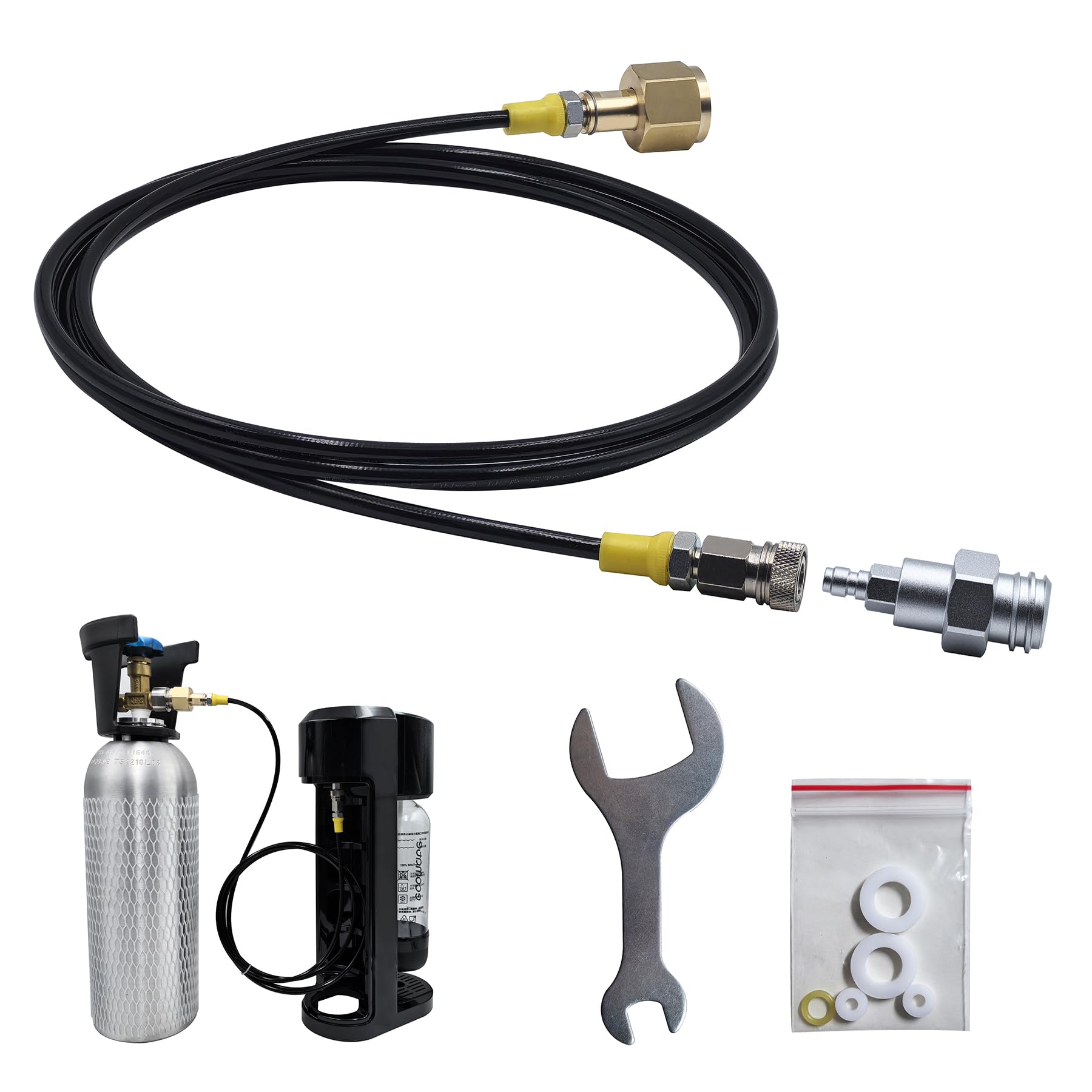 Photo 1 of Aopkeo Soda Water Maker Machine Carbon Dioxide Fill Station Adapter TR21-4 for External CO2 Tank with 98 Inches Hose Kit and 8mm Male Quick Disconnect Connector