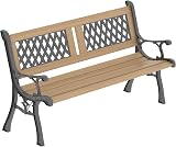 Garden Vida Twin Cross 3 Seater Garden Bench with Hardwood Slats & Cast Iron view 5