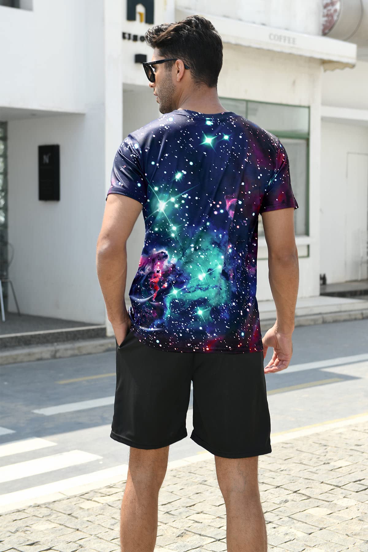 Fanient T-Shirts für Herren Galaxy Space Muster Vibes Kurzarm Tee Shirts 3