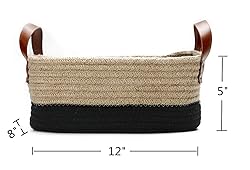 Small Cotton Rope Basket with Handles, Oval Woven