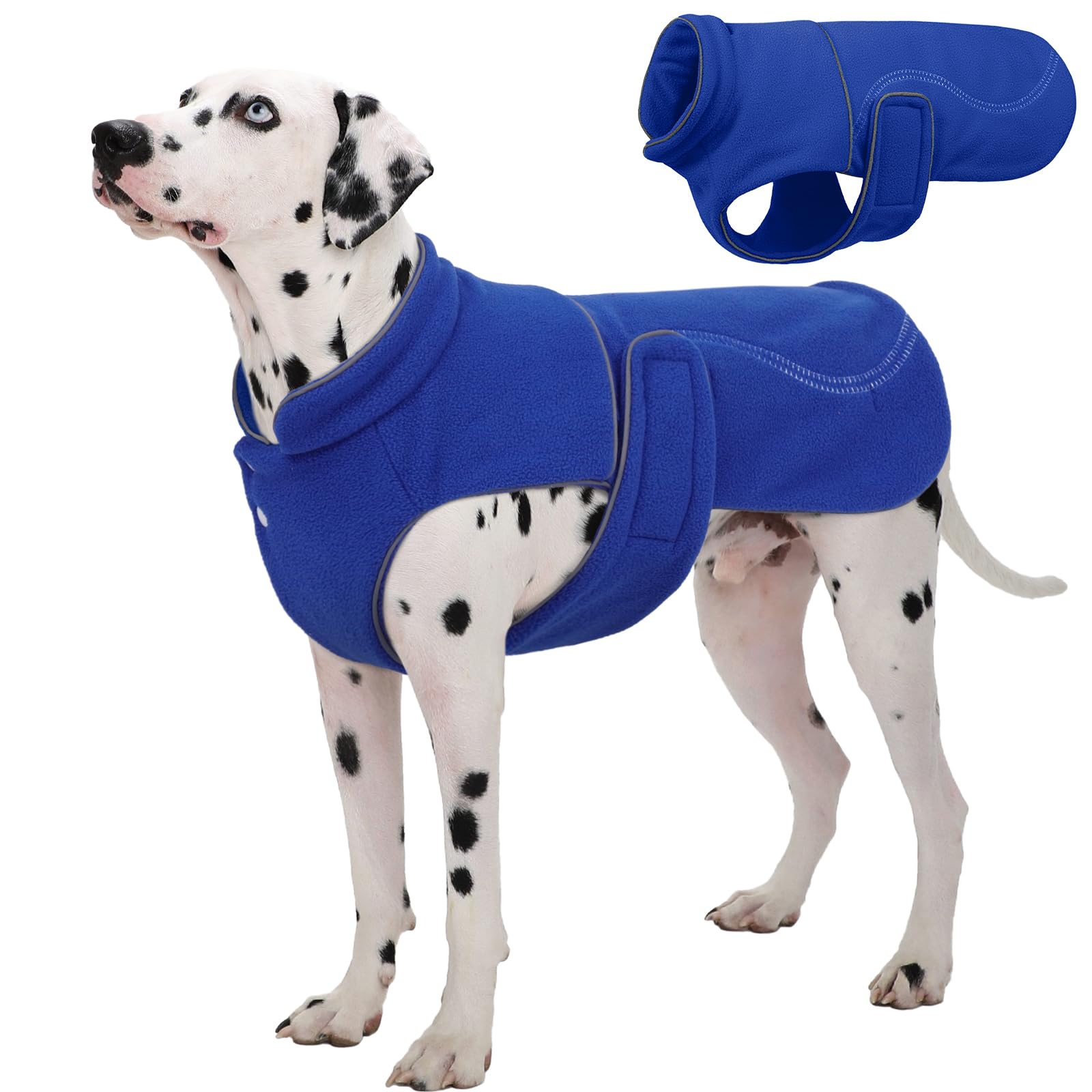 Photo 1 of Kuoser Dog Fleece Vest, XXXL Dogs Coat Warm Pet Winter Jacket Thick Sweaters for Extra Large Boys Girls, Reflective Pet Snowsuit Dog Cold Weather Clothing for Great Dane Labrador, Blue 3XL