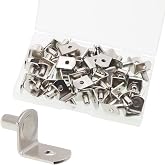 Shelf Support Pegs, 50 Pcs Shelf Pegs with Hole, 5mm (1/5 inch) Cabinet Shelf Bracket Pegs, L-Shaped Nickel Plated Shelf Pins Holders for Bookcase Kitchen Closet Shelf Shelves Furniture Cabinet