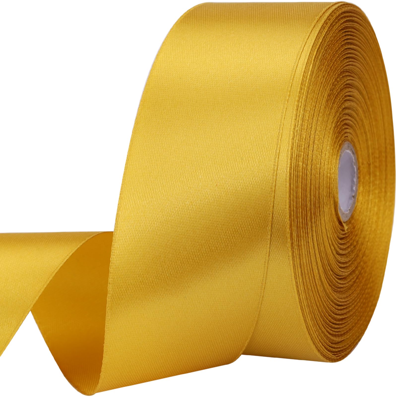 Photo 1 of 1-1/2 inches 50 Yard Golden Satin Ribbon for Gift Wrapping, Wedding, Crafts, Christmas,Easter, Floral, Hair, Invitation Decorations and More