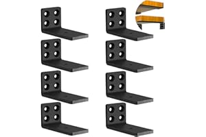 Heavy Duty Floating Shelf Brackets 4 Inch Long L-Shaped Wall Shelf Brackets Hidden Metal Shelf Brackets Black（8 Pack）