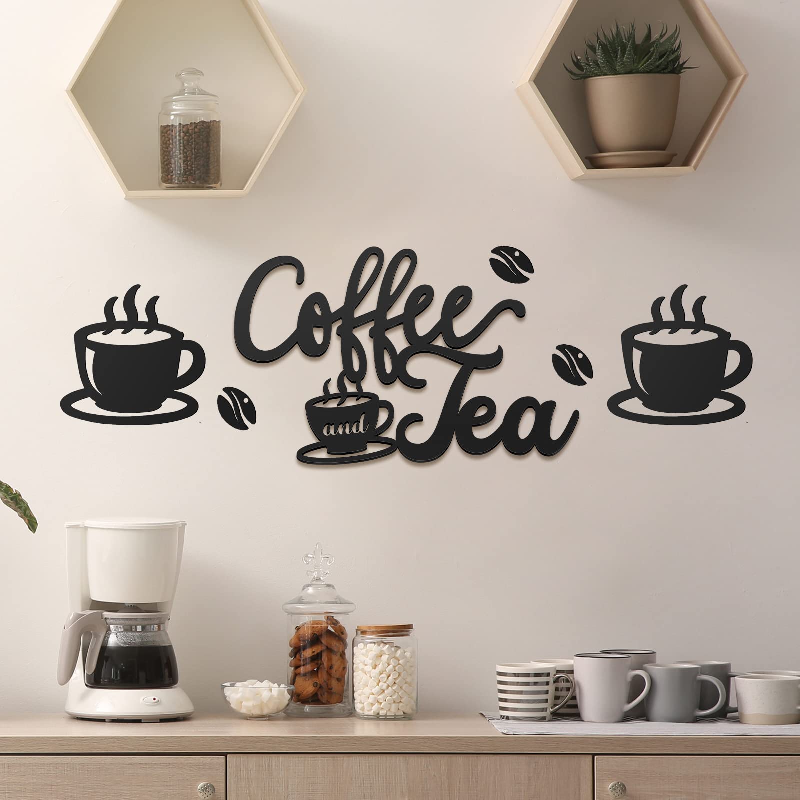 Photo 1 of Ferraycle Coffee Bar Rustic Metal Sign Rustic Coffee Bar Signs Hanging Wall Decor for Metal Wall Art for Home Office Kitchen(Coffee and Tea)