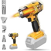 LIVOWALNY Cordless Heat Gun Compatible with Dewalt 20v Battery (No Battery), 350W Fast Heating Soldering Hot Air Gun 122℉-1022℉ Variable Temperature Control with 5 Nozzles for DIY Craft, Shrink Tubing