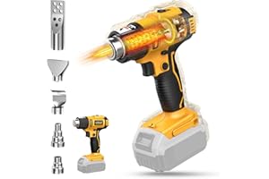 LIVOWALNY Cordless Heat Gun Compatible with Dewalt 20v Battery (No Battery), 350W Fast Heating Soldering Hot Air Gun 122℉-1022℉ Variable Temperature Control with 5 Nozzles for DIY Craft, Shrink Tubing