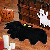 Good Haus Halloween Bath Rug for Bathroom Decoration Bat Bath Mat Gothic Bats Doormat Non Slip Cute Rugs for Kitchen Bedroom Holiday Outdoor Indoor Decor(Black Bat)