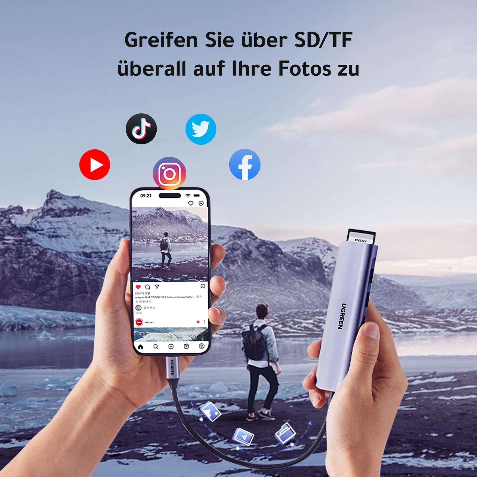 UGREEN Revodok 1071 USB C Hub HDMI 4K, PD 100W, USB 3.0 Datenports, SD/TF Kartenleser Multiport Adapter Kompatibel mit iPhone 17/16, MacBook, iPad, Surface Laptop, Galaxy S24, Steam Deck usw. 6