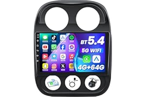 JERQRY [4G+64G] Car Radio Stereo for Jeep Patriot Compass 2010-2016: Upgrade Bluetooth 5.4 Wireless CarPlay Android Auto with 10 Inch 1280x800 IPS HD Touch Screen 5GWiFi GPS Navigation FM 1080P Backup Camera