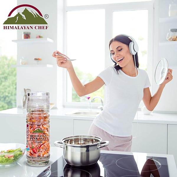 HIMALAYAN CHEF PINK SALT GRINDER, CHIPOTLE SALT, 3.53 OUNCES, INCREDIBLE TASTE