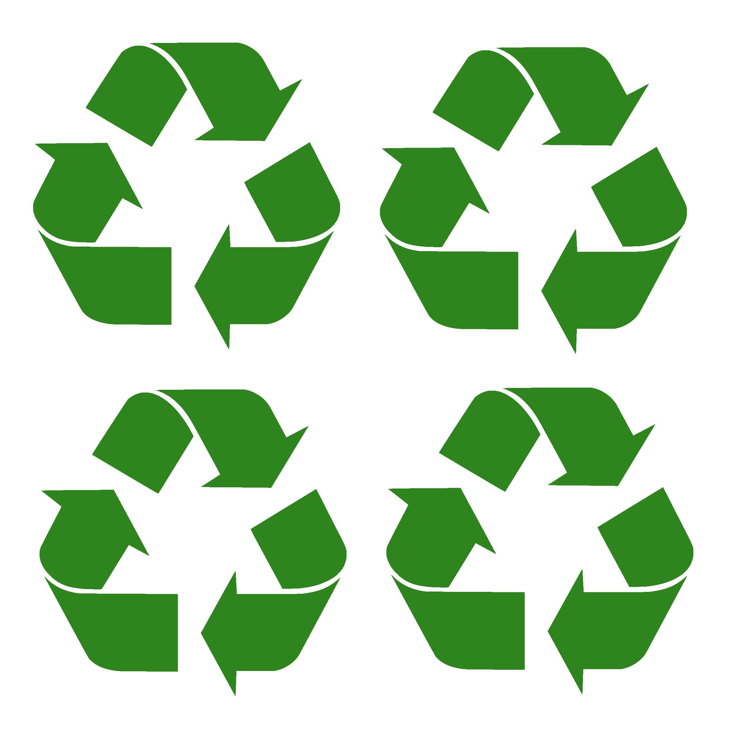 Pack of 4 Recycling Logo Stickers for Bins - Waterproof - Easy to Apply - Stain Proof - Fade Resistant - Office/Restaurant/Shop Sign Decor (Green, 14cm x 14cm (5.5" x 5.5"))