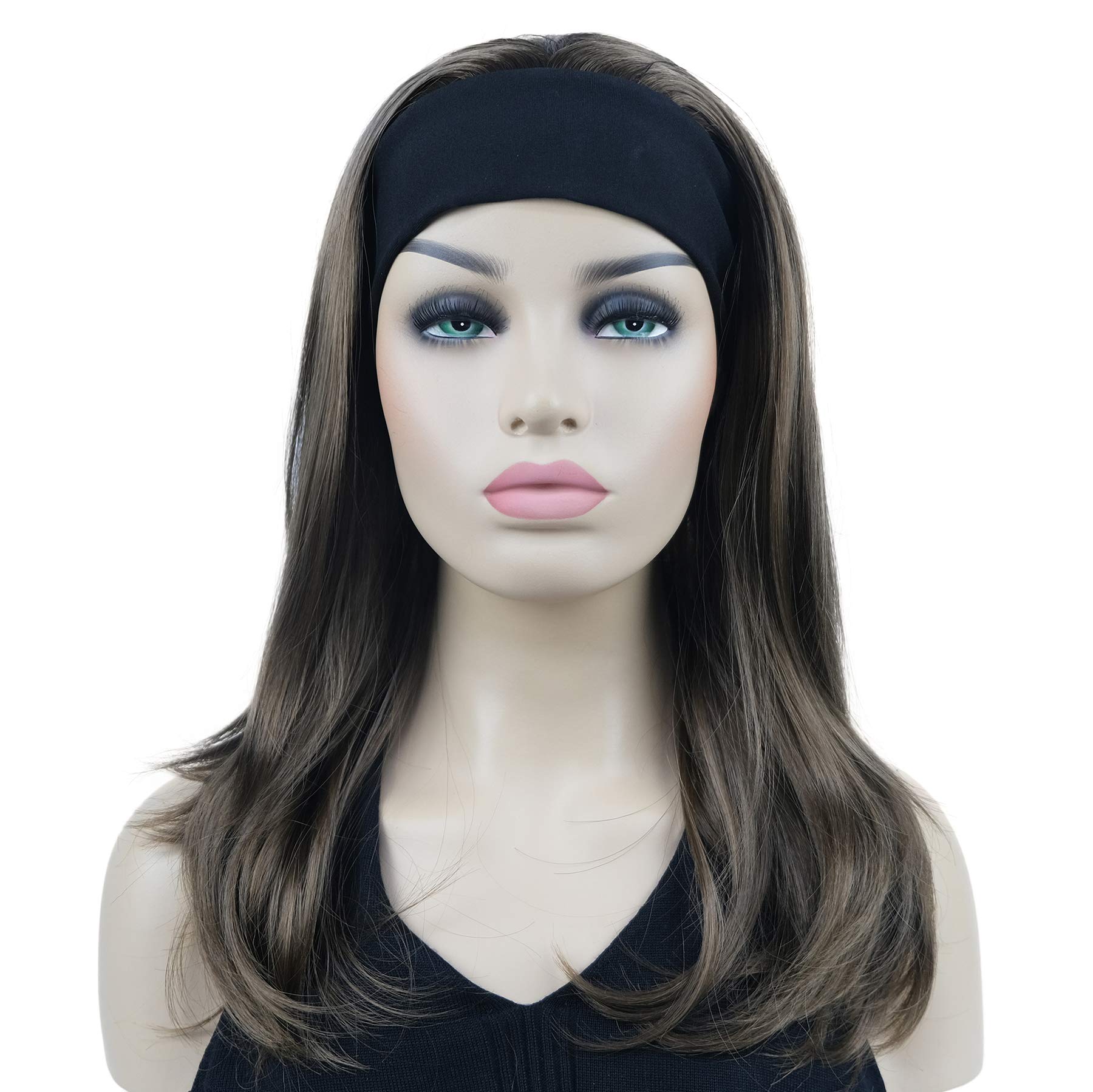 Lydell Long Straight Wavy Hair Wigs Headband Synthetic Wigs (10 Medium Golden Brown)