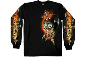 Hot Leathers Black Electric Skull Long Sleeve T-Shirt