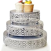 Amedoo Silver Cake Stand, 3Pcs Round Metal Cake Stand Set, Dessert Cupcake Pastry Candy Display Plate 8" 10" 12" for Wedding, Event, Birthday Party (Silver Cake Stands / 3 Pcs)