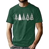 PICKID Christmas Shirts Men's The Most Wonderful Time of The Year Tee Xmas Plaid Tree Shirt Casual Holiday Tops