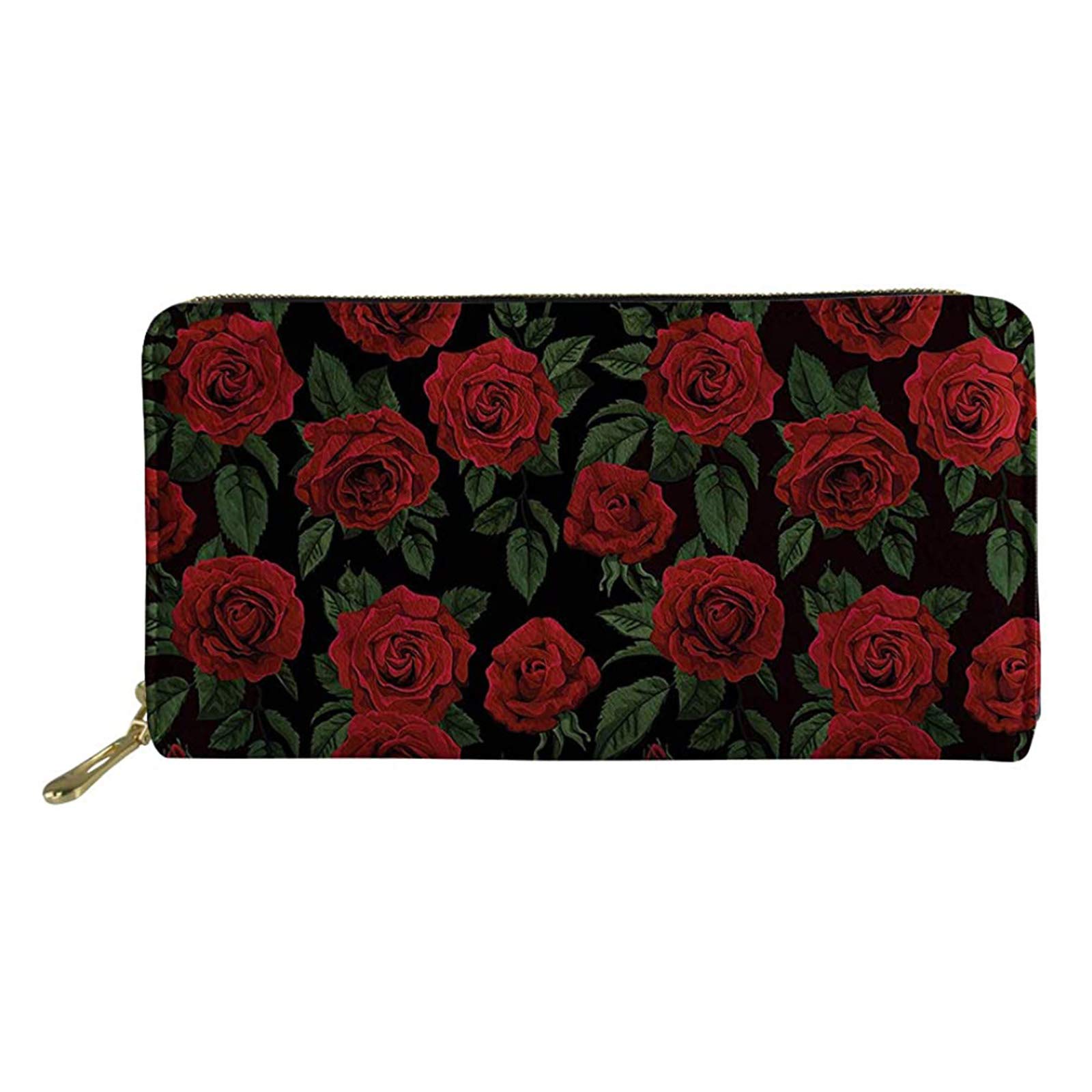Pizding Red Rose Leather Wallets Womens Lady Long Wallet Purse Clutch Bag Girls Birthday,Valentine's Day,Memorial Day,Festival Gifts