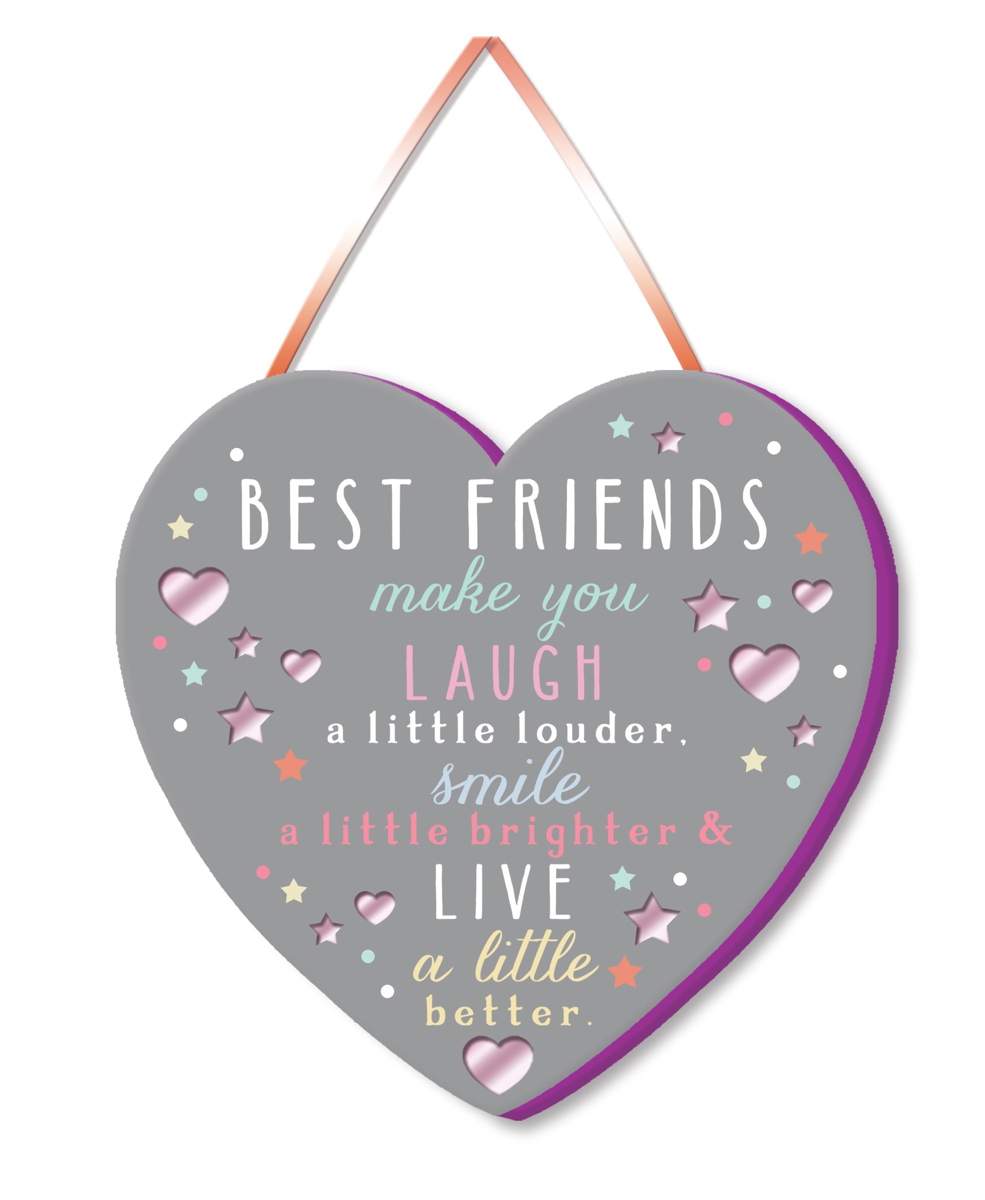 Best Friends Make You Laugh Louder Mirror Mirror Wooden Heart Plaque