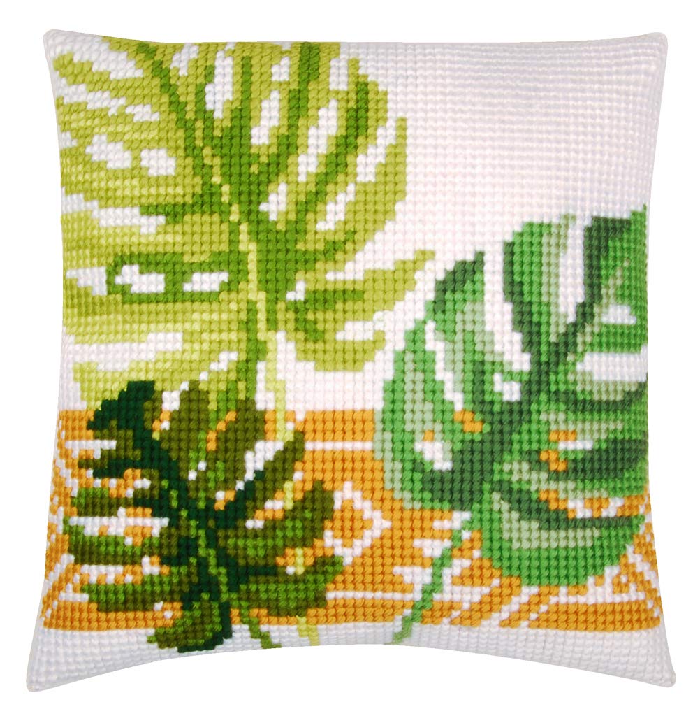 Vervaco Cross Stitch Cushion Botanical Leaves, Cotton Blend, Assorted, 43.6 x 23.6 x 30 cm — image 1