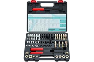Bicos 49pcs Thread Chaser Set Metric & SAE Thread Repair Kit with 22 Taps 24 Dies 3 Thread Files UNC UNF & Metric Thread Restorer Tool
