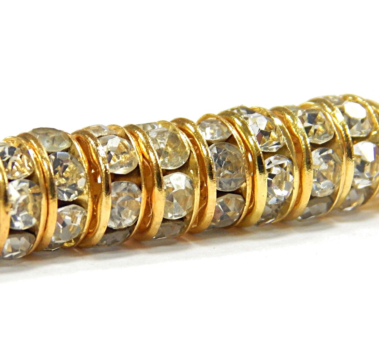 R172C Gold Plated Crystal Rhinestone 6 mm Rondelle Spacer Beads Brass Metal Beads Gold Colour A Quality Rhinestone Beads Rhinestones R172C