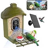 oddkont Smart Bird Feeder with Camera, Bird Feeder Camera 2K HD Record Video Live View with Solar Panel, AI Identify Species Auto Capture, Instant Arrival Alerts, Gift for Birds Lover