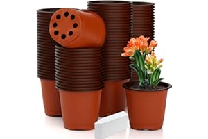 Cidenbio Nursery Pots 100 PCS 4 Inch Plant Pots with 100 Labels, Planting Pot for Plants Indoor Outdoor, Plastic Flower Pot for Seedlings Transplanting Small Plants Growing