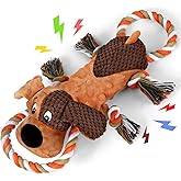 Letsmeet Squeaky Dog Toys, Tug of War Dog Toy for Large Dogs, Plush Puppy Toys with Pull Rope, Interactive Dog Toys for Small, Middle, and Big Dogs
