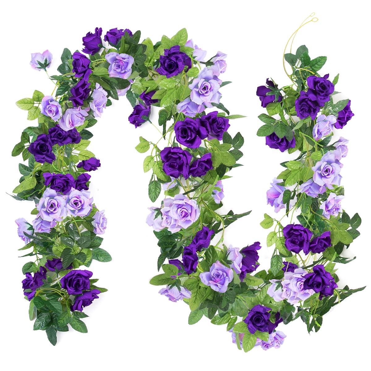 Photo 1 of Kisflower 3Pack Artificial Rose Flower Garland, 23.7FT Fake Vines Silk Flowers Hanging Rose Ivy for Wedding Arch Decorations Room Party Home Garden Hotel Office Wall Decor (Purple)