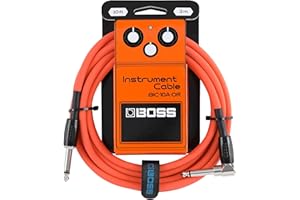 BOSS BIC-10A Series | Instrument Cable | Straight to Angled 6.3mm Jack | 3m Length | Cable for Guitar, Bass & More | Low Nois