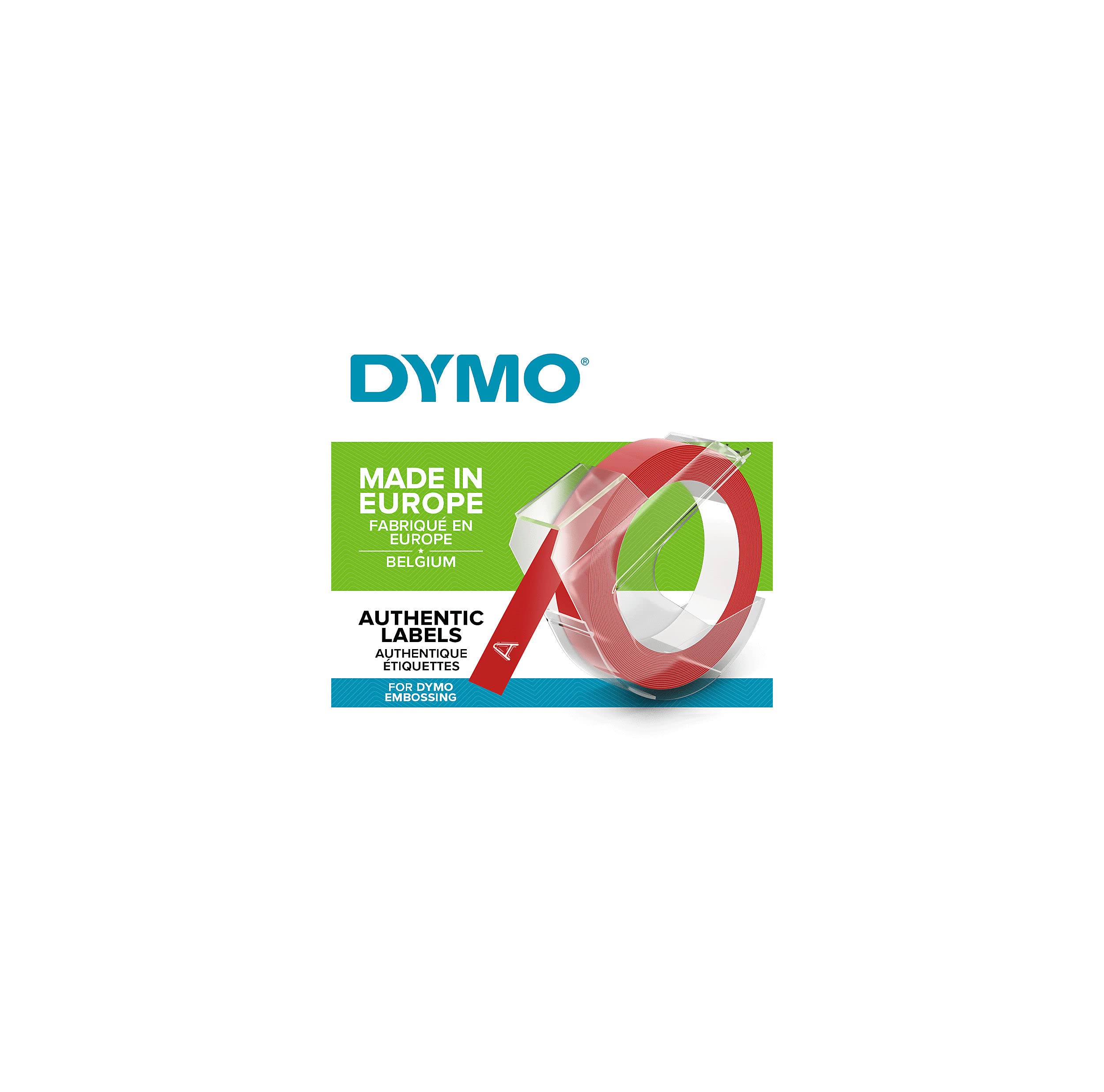 Dymo Embossing Tape 9 mm x 3 m - White on Red
