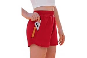 Arshiner Girls Athletic Shorts with 3 Zipper Pockets Running Shorts Basketball Soccer Gym Sports Active with Liner Kids