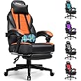 BOSSIN Big and Tall Gaming Chair with Footrest and Massage, 400lb Weight Capacity, Ergonomic Heavy Duty Chair with Large Size Seat and High Back