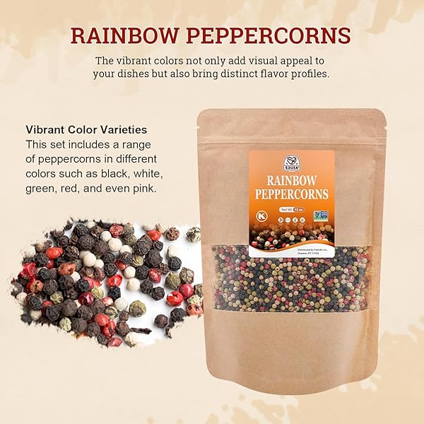 52USA RAINBOW PEPPERCORN BLEND 12OZ + HIMALAYAN PINK SALT COARSE 2 LB (PACK OF 2), KOSHER, PACKED TO KEEP PEPPER FRESH, SALT AND PEPPERCORNS FOR GRINDER REFILL
